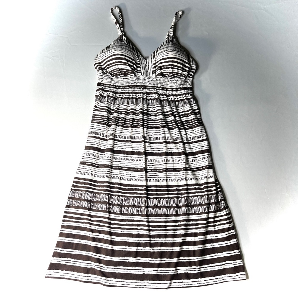 Athleta Black and White Striped Mini Dress